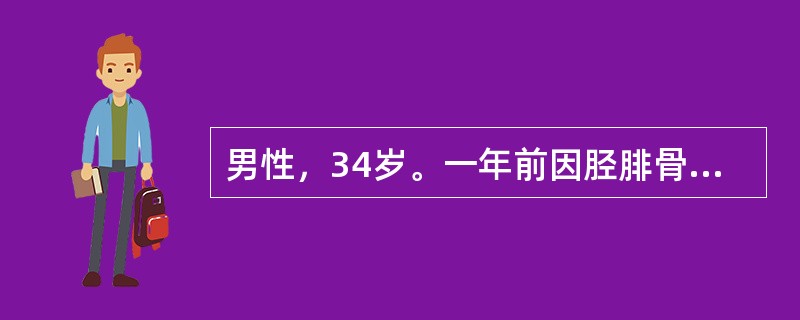 男性，34岁。一年前因胫腓骨骨折，行手法复位，石膏外固定。现检查见骨折处有反常活动。X线显示胫骨上下端髓腔被硬化骨封闭，骨折端有3mm间隙，并向后成15°角。根据患者目前情况，治疗宜采用