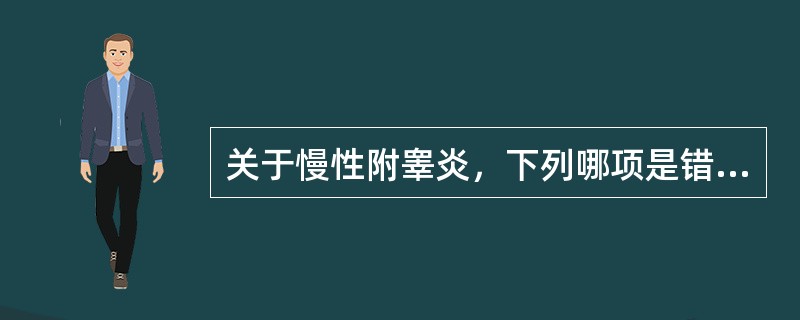 关于慢性附睾炎，下列哪项是错误的()