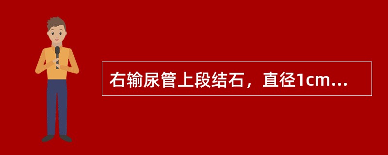 右输尿管上段结石，直径1cm大小。排泄性尿路造影提示右肾轻度积水，经非手术治疗3个月，KUB复查结石下降1cm，患者无症状，应该如何处理