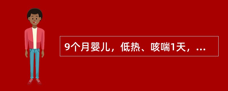 9个月婴儿，低热、咳喘1天，吃奶时呛咳，哭闹时口周轻度发绀。查体：体温38℃，精神及面色尚可，呼吸50次/分，节律规整，呼气延长，两肺闻及多量哮鸣音，心率160次/分，心音有力，肝肋下2.5cm。最可