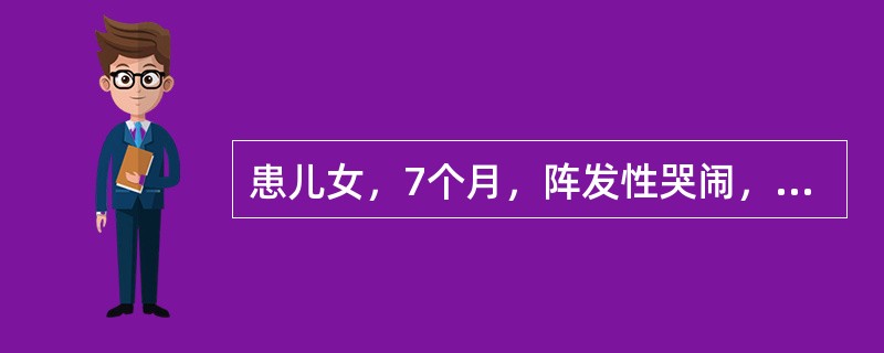 患儿女，7个月，阵发性哭闹，并呕吐2次，面色苍白，表情痛苦。可能性最大的诊断为