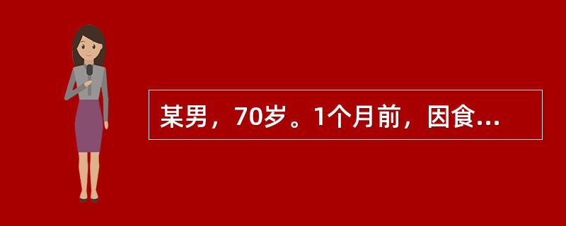 某男，70岁。1个月前，因食生冷出现呃逆，当时呃声沉缓有力，得热则减，因症状轻未予注意，1个月来终无自愈，现病人呃声低长无力，气怯声低，泛吐清水，脘腹不适，喜温喜按，手足不温，便溏，舌淡苔白，脉细弱。