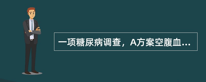 一项糖尿病调查，A方案空腹血糖临界点水平定在7.0mmol/L，B方案空腹血糖临界点水平定在7.5mmol/L。则（）