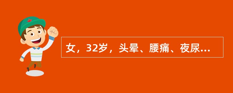 女，32岁，头晕、腰痛、夜尿多1年余，BP20／12kPa(150／90mmHg)，尿蛋白(±)，红细胞0～1／HP，白细胞十十／HP，诊断可能为