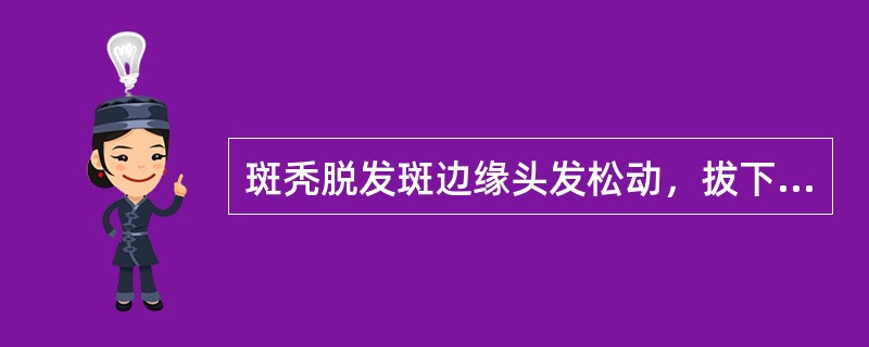 斑秃脱发斑边缘头发松动，拔下的头发在放大镜下观察，可见毛发下段如()