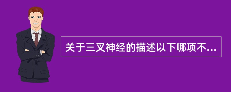 关于三叉神经的描述以下哪项不正确