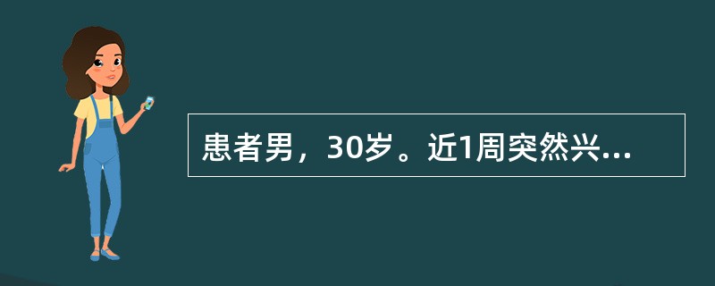 患者男，30岁。近1周突然兴奋，躁动不安，伤人毁物，晚间不眠，称有人要抓他、要害他。患者意识清晰，无神经系统阳性发现。下列治疗药物中应首先考虑