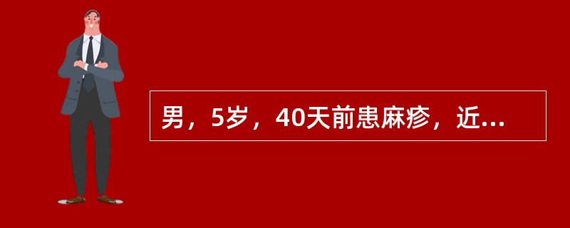 男，5岁，40天前患麻疹，近2周来发热，体温39℃，咳嗽，气促，双肺呼吸音粗，未闻啰音，肝肋下3cm，脾肋下2cm，结核菌素试验阴性。X线胸片：双肺均匀、分布大小一致的点状阴影。可能诊断是 ( )