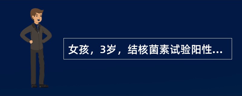 女孩，3岁，结核菌素试验阳性，X线片显示右上肺叶不张，肺门淋巴结肿大，患儿与父母和一个1．5月的弟弟同住，他的爷爷在1周前返乡下前曾与患儿同住2个月。下面除哪一项均为合适的处理