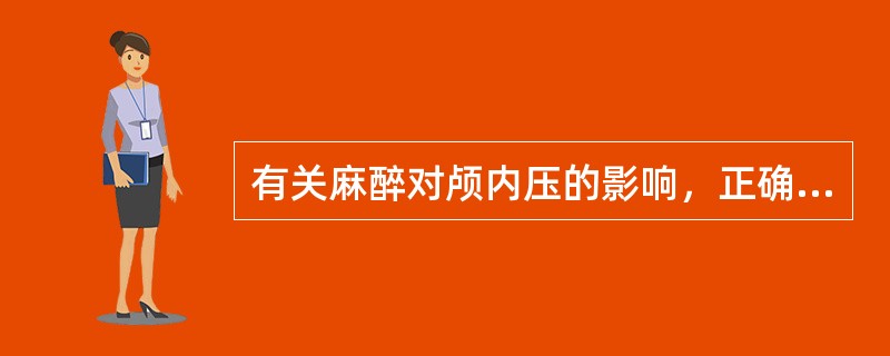有关麻醉对颅内压的影响，正确叙述是