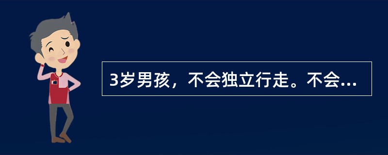 3岁男孩，不会独立行走。不会叫爸爸妈妈，眼距宽，鼻粱低，舌伸口外，通贯手，最可能为下列哪种疾病