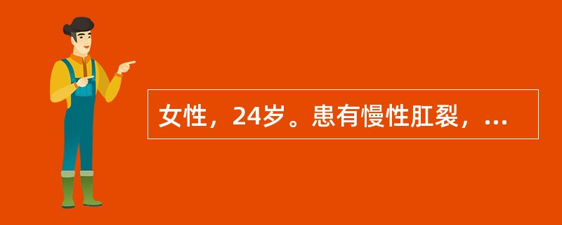 女性，24岁。患有慢性肛裂，在进行肛门检查时很可能同时看到