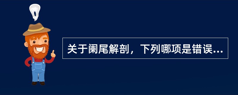 关于阑尾解剖，下列哪项是错误的（）