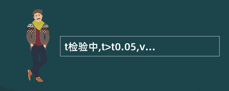 t检验中,t>t0.05,v ,p<0.05,拒绝检验假设,其基本依据是