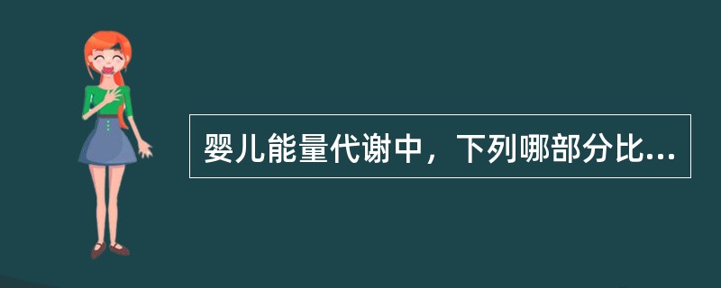 婴儿能量代谢中，下列哪部分比例最大A、排泄B、运动C、基础代谢D、生长发育E、食