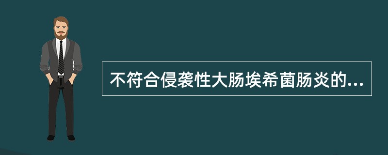 不符合侵袭性大肠埃希菌肠炎的是( )A、大便带脓血B、常伴高热和呕吐C、潜伏期1