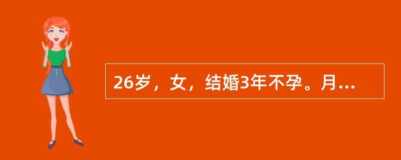 26岁，女，结婚3年不孕。月经周期不规则，刮宫组织学表明为有排卵的子宫内膜，应是