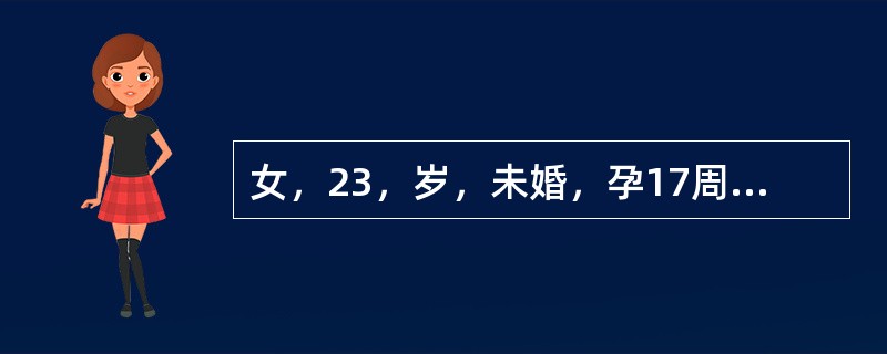 女，23，岁，未婚，孕17周，外阴瘙痒、白带增多4天，追问病史有不洁性生活史。妇