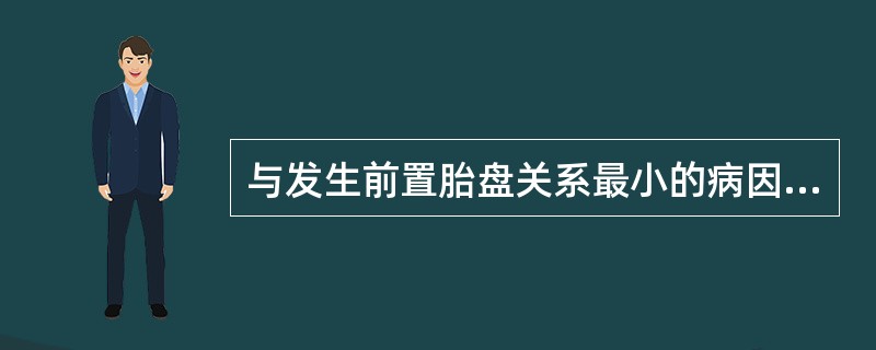 与发生前置胎盘关系最小的病因是A、受精卵滋养层发育迟缓B、胎盘面积过大C、曾患产