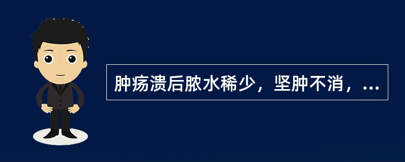 肿疡溃后脓水稀少，坚肿不消，伴身热乏力，精神不振，脉无力者，宜用（）A、内托法