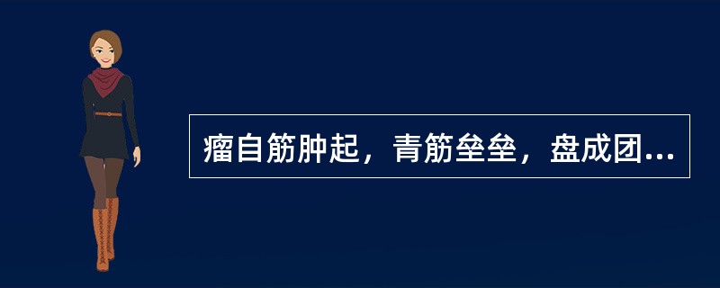 瘤自筋肿起，青筋垒垒，盘成团，如蚯蚓聚结，表面呈青兰色，质地柔软，应属( )。