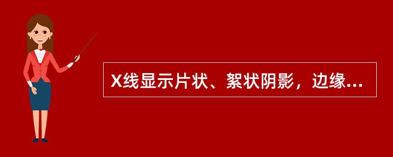 X线显示片状、絮状阴影，边缘模糊的病变是