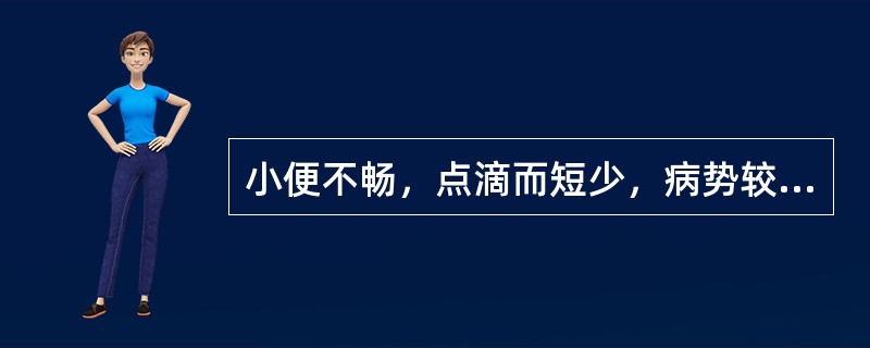 小便不畅，点滴而短少，病势较缓者应诊断为A、水肿B、淋证C、癃D、闭E、关格 -