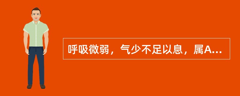 呼吸微弱，气少不足以息，属A、少气B、短气C、息微D、喘气E、嗳气