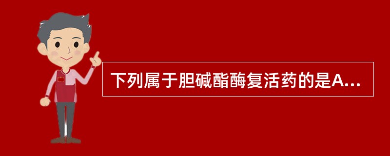 下列属于胆碱酯酶复活药的是A、新斯的明B、碘解磷定C、毒扁豆碱D、安贝氯铵E、阿