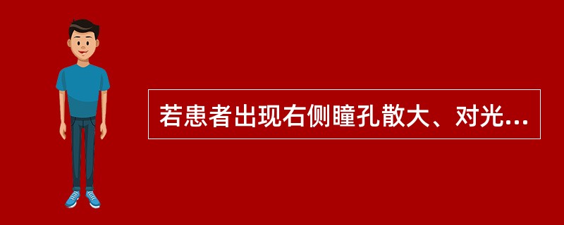 若患者出现右侧瞳孔散大、对光反射消失,右上睑下垂,右侧眼球外斜视,则受累的脑神经