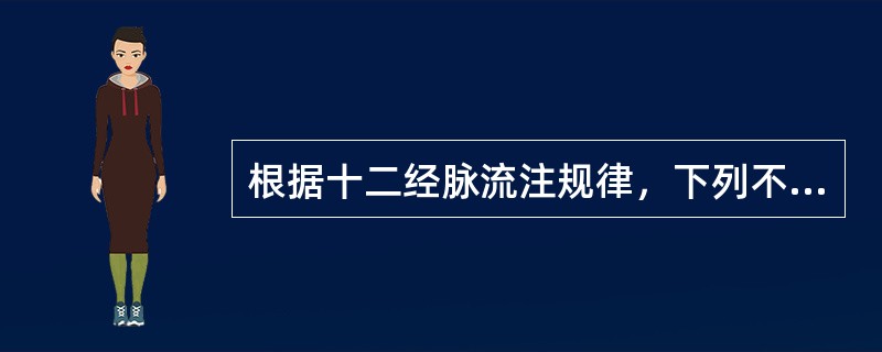 根据十二经脉流注规律，下列不正确的是( )。A、心包经、三焦经、胆经B、膀胱经、