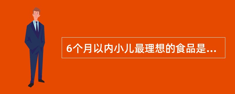 6个月以内小儿最理想的食品是( )。A、母乳B、牛乳C、羊乳D、全脂奶粉E、以上