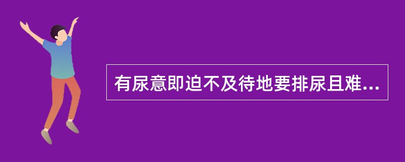 有尿意即迫不及待地要排尿且难以自控，是A、尿失禁B、尿潴留C、尿频D、尿急E、尿