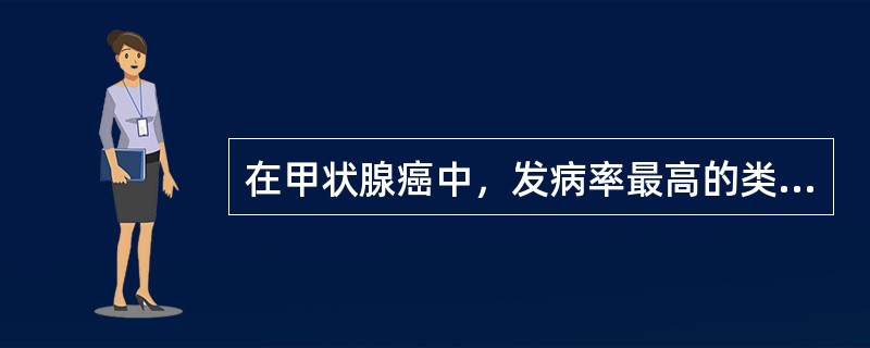 在甲状腺癌中，发病率最高的类型是A、乳头状癌B、滤泡状腺癌C、未分化癌D、髓样癌