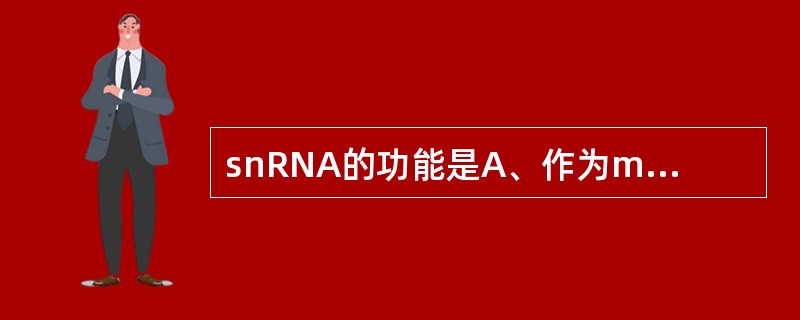 snRNA的功能是A、作为mRNA的前身物B、促进DNA的合成C、促进RNA的合