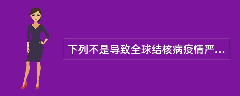 下列不是导致全球结核病疫情严重恶化原因的是A、卡介苗针对成年人的预防效果不确定B