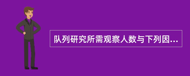 队列研究所需观察人数与下列因素无关的是A、人群中所研究疾病的发病率B、暴露组与对