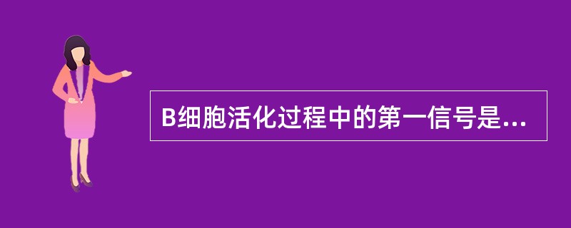 B细胞活化过程中的第一信号是A、BCR识别AgB、IL£­1的作用C、识别MHC