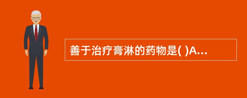 善于治疗膏淋的药物是( )A、车前子B、滑石C、萆薢D、石韦E、海金沙