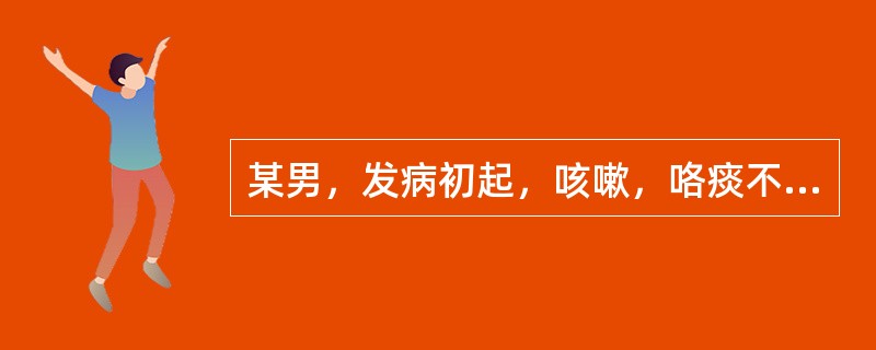 某男，发病初起，咳嗽，咯痰不爽，痰黏稠色黄，发热重，恶寒轻，无汗，口微渴，头痛，