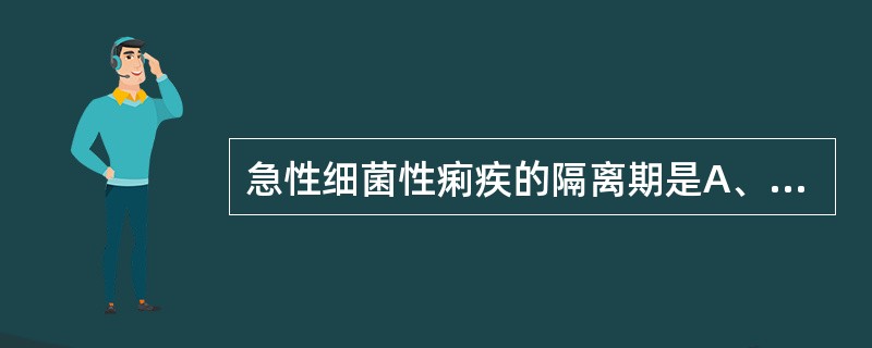 急性细菌性痢疾的隔离期是A、隔离至临床症状消失，粪便培养连续2次阴性B、隔离至临