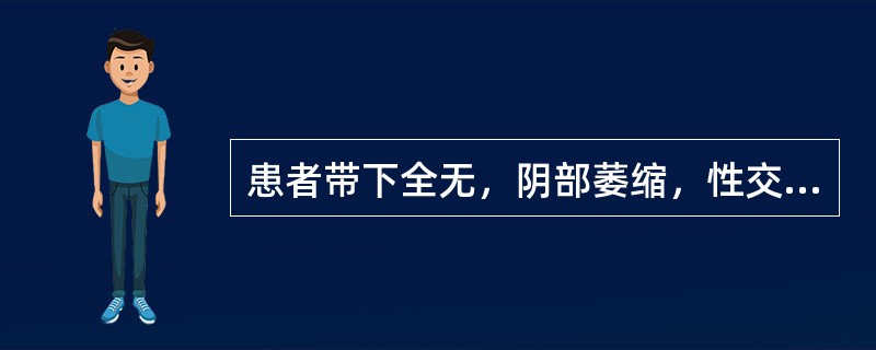 患者带下全无，阴部萎缩，性交干涩困难，头晕耳鸣，腰膝酸软，烦热胸闷，夜寐不安，小