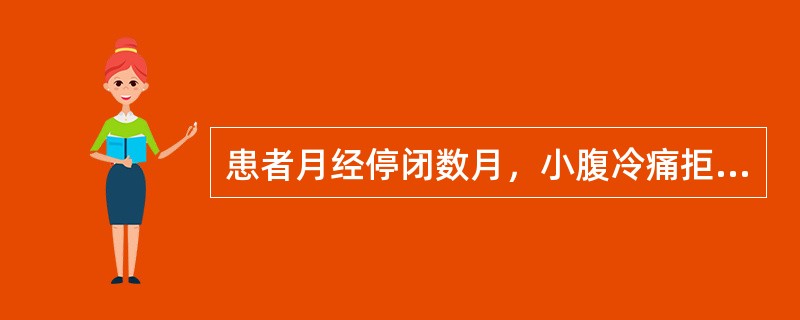 患者月经停闭数月，小腹冷痛拒按，得热则痛缓，形寒肢冷，面色青白，舌紫暗，苔白，脉