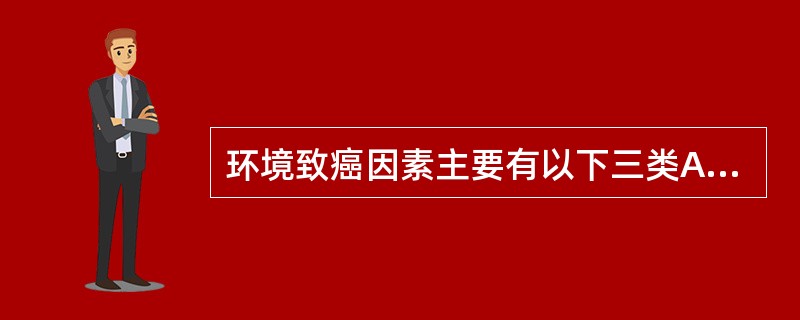 环境致癌因素主要有以下三类A、化学性、物理性和生物性因素B、工业性、生活性和医源