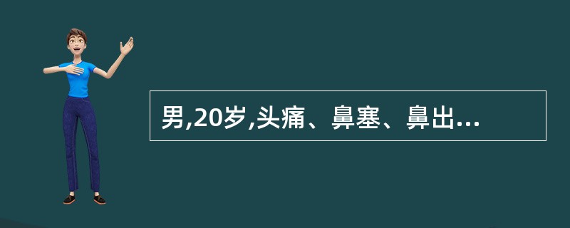 男,20岁,头痛、鼻塞、鼻出血,CT如图所示,最可能的诊断是