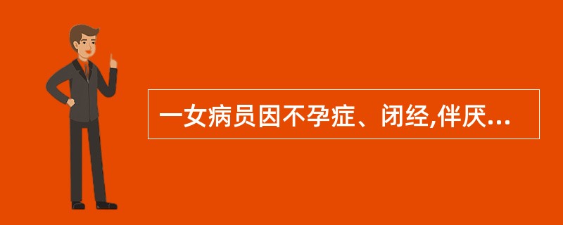 一女病员因不孕症、闭经,伴厌食、消瘦到妇科就诊。妇科做了各种常规检查后,决定行腹