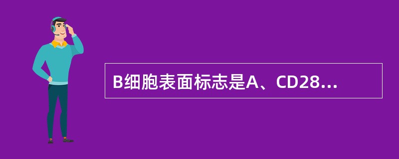 B细胞表面标志是A、CD28B、CD3C、CD4D、CD8E、CD20