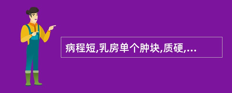 病程短,乳房单个肿块,质硬,边界不清,同侧腋下淋巴结肿大,应考虑的疾病为