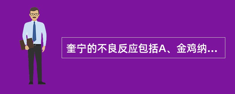 奎宁的不良反应包括A、金鸡纳反应B、头晕、头痛、耳鸣C、视野缩小、复视、弱视D、