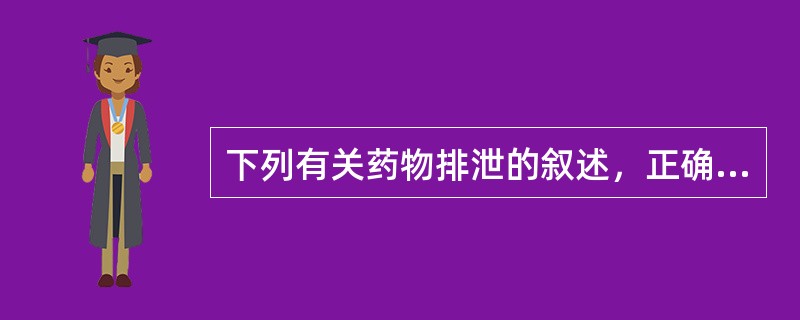 下列有关药物排泄的叙述，正确的有A、药物的血浆蛋白结合率影响药物的肾排泄B、肾小